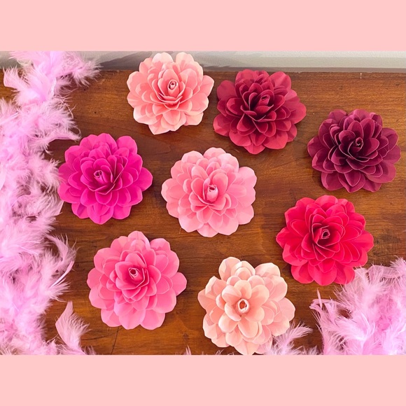 Set of 8 Marvelous 3D Shaded Camellias Flowers - Brand New - Picture 15 of 16